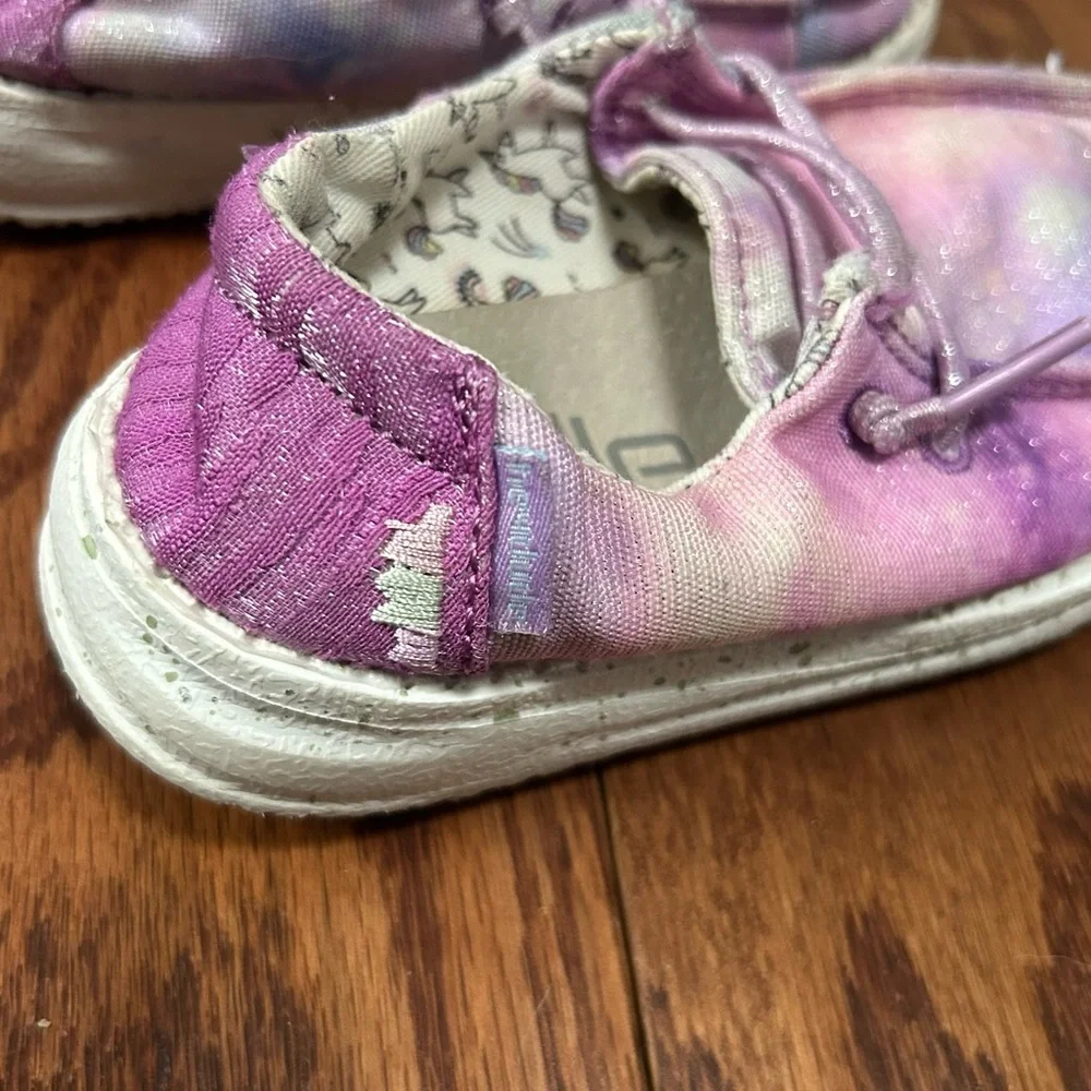 Hey Dude Toddler Wendy Sparkle Unicorn Dreamer Tie-Dye Slip-On Shoes size 8